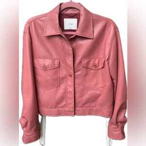 Wilfred Blush Pink Vegan Leather Cropped Jacket | Aritzia